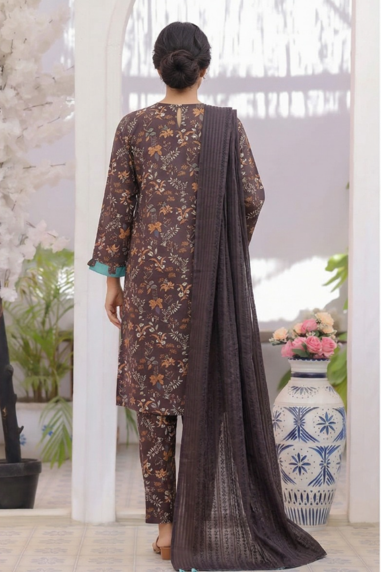 03-Piece Printed Lawn Suit - Ready TO Wear