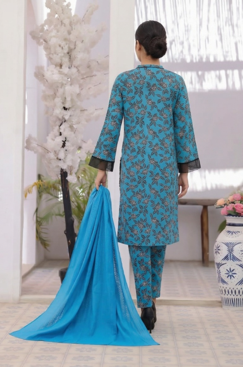 03-Piece Printed Lawn Suit - Ready TO Wear