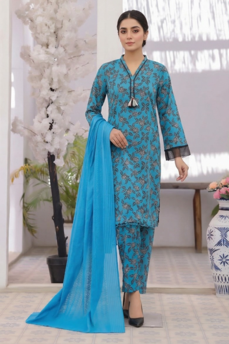03-Piece Printed Lawn Suit - Ready TO Wear