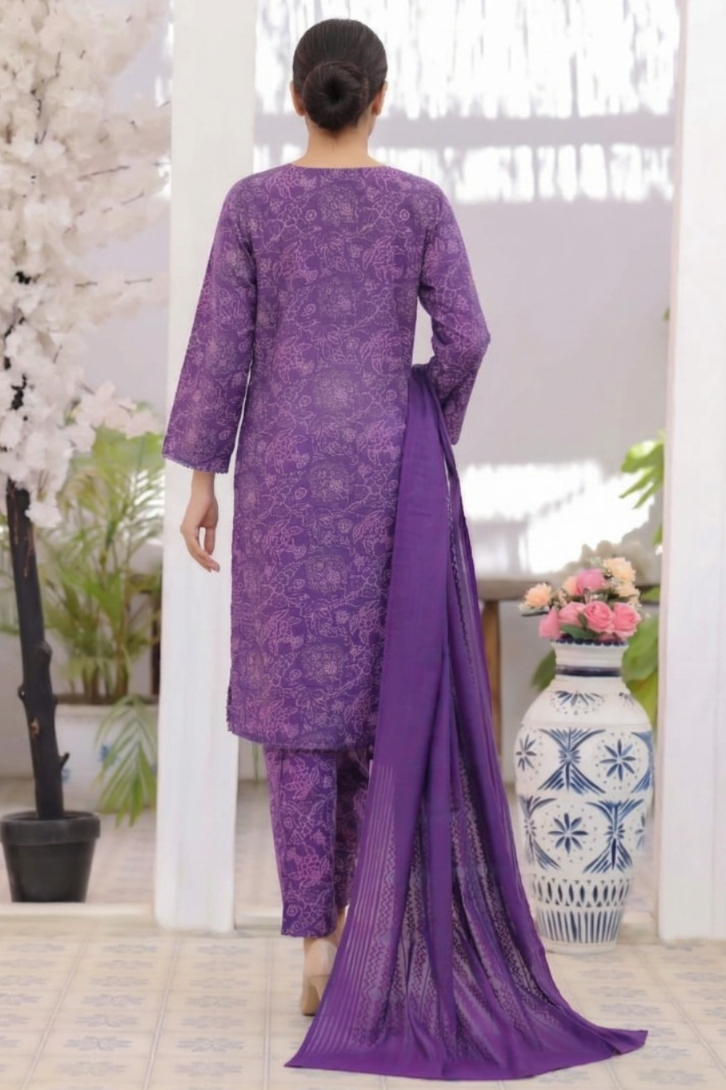 03-Piece Printed Lawn Suit - Ready TO Wear