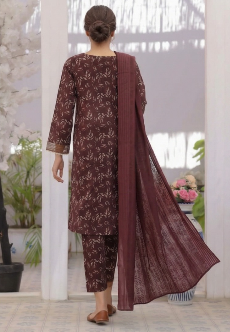 03-Piece Printed Lawn Suit - Ready TO Wear