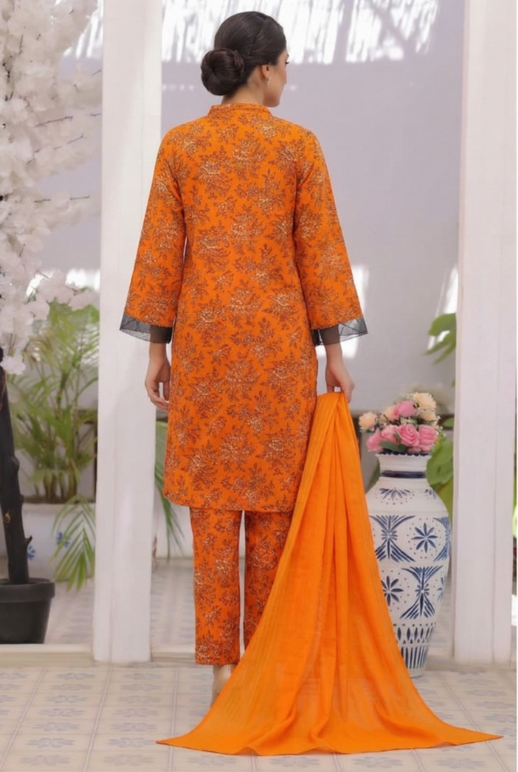 03-Piece Printed Lawn Suit - Ready TO Wear