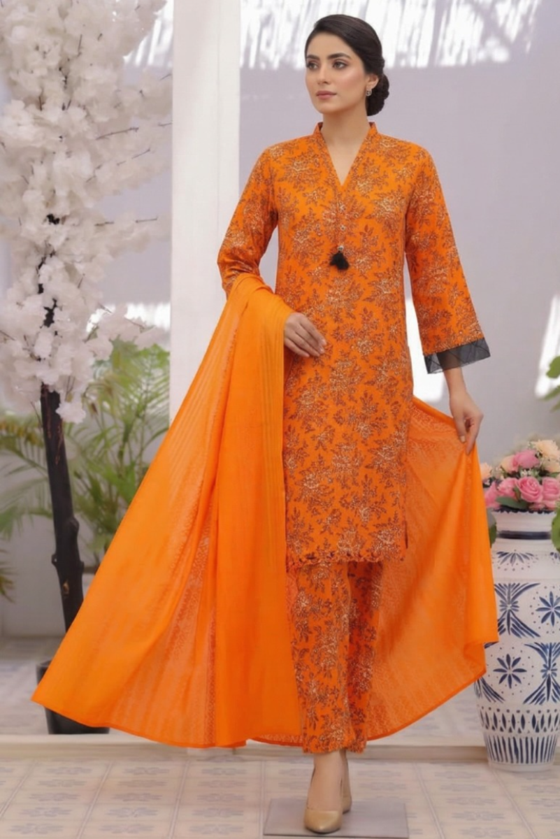 03-Piece Printed Lawn Suit - Ready TO Wear