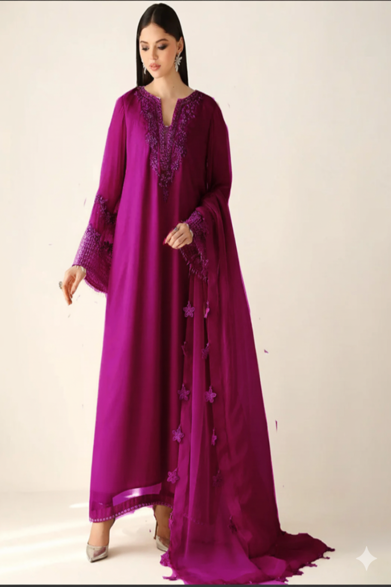 3 Piece Stitched Chiffon Suit - Ready to Wear