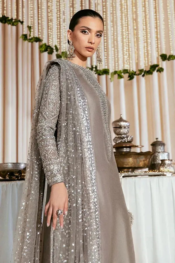 3 piece stitched Raw silk suit