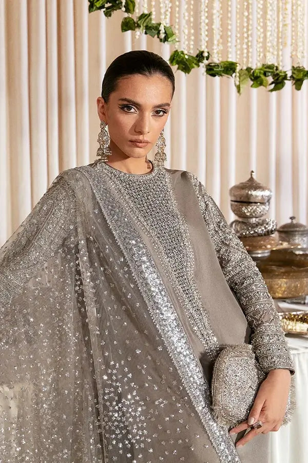 3 piece stitched Raw silk suit
