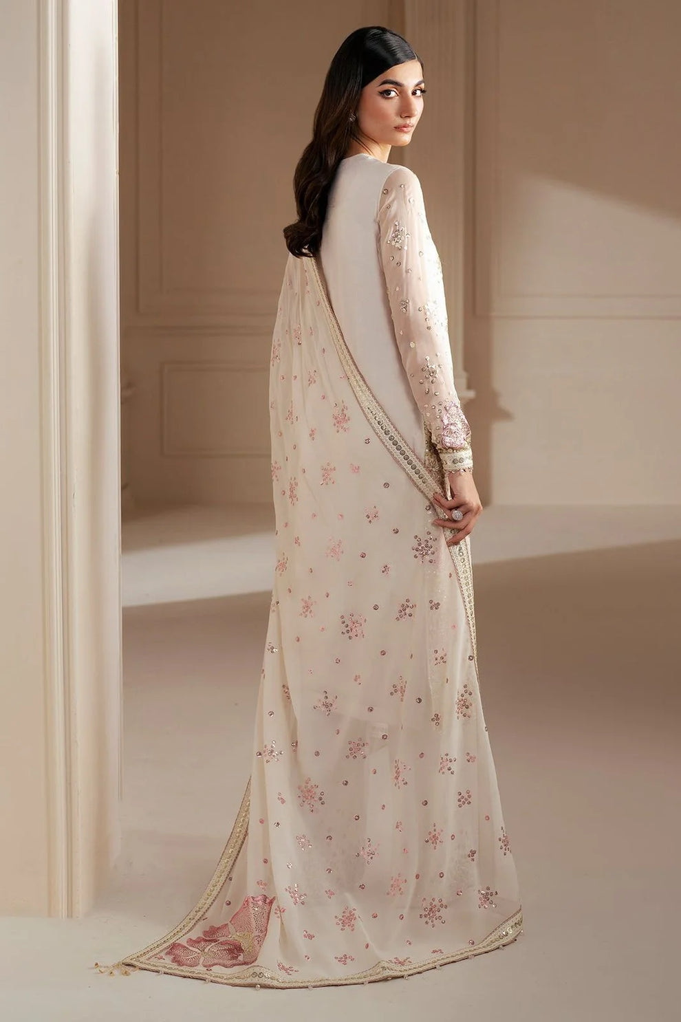 3 Piece Chiffon Embroidered Stitched Suit
