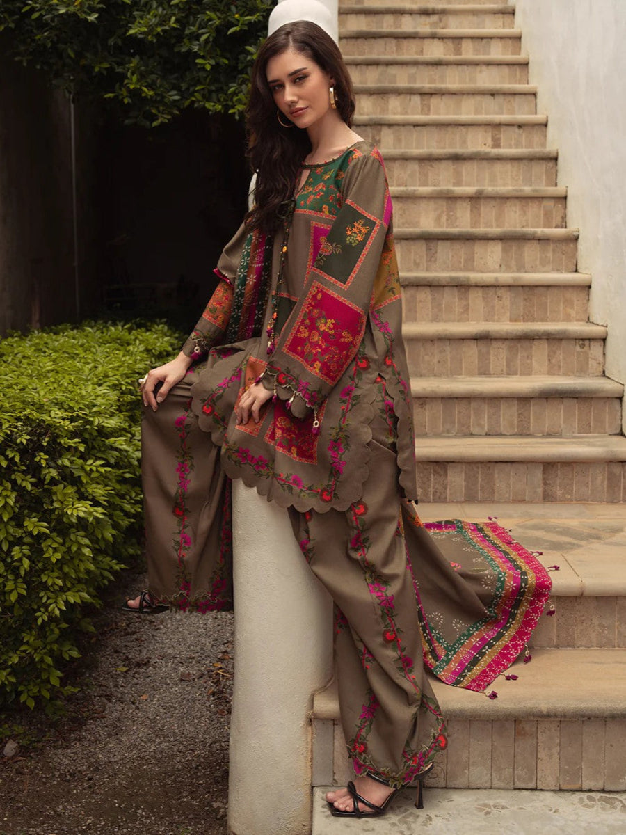 Olive Patchwork Lawn Suit | Ready-to-Wear 3-Piece Set