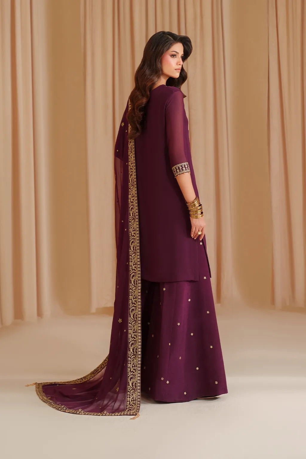 3 Piece Stitched Chiffon Suit
