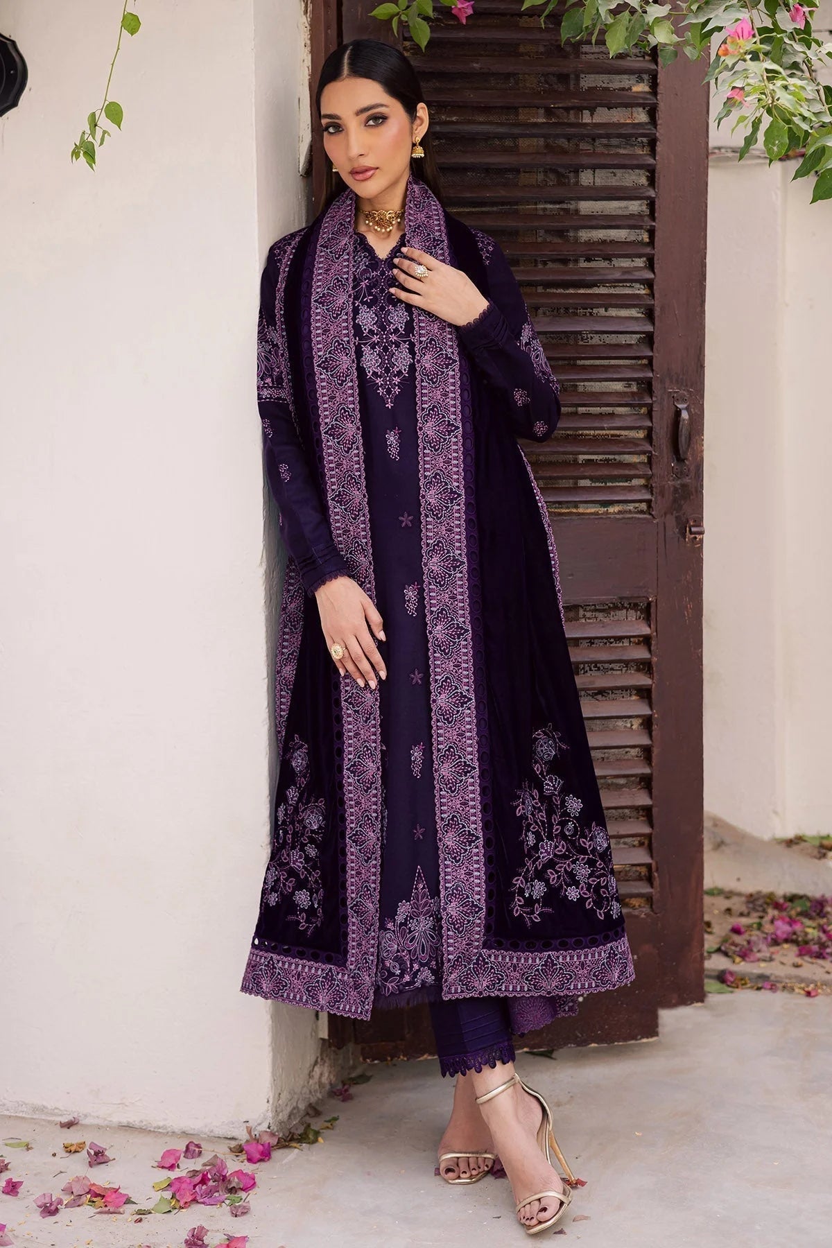 3 Piece Stitched Velvet Suit - Ready to Wear