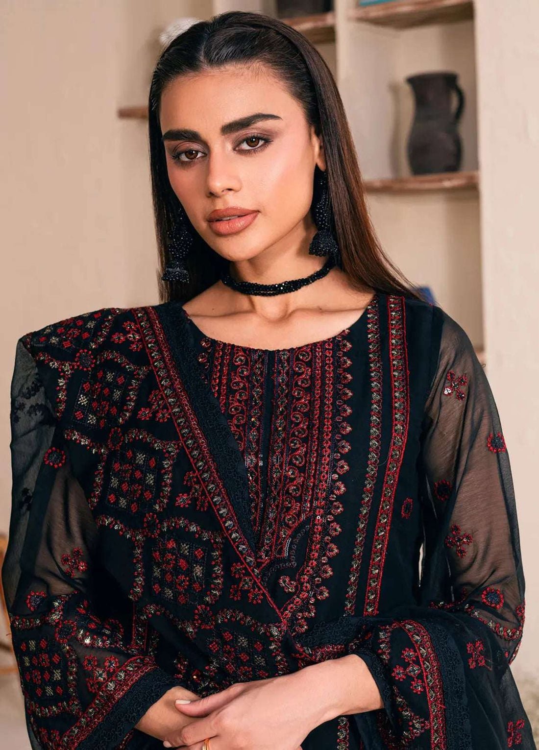 03-PIECE STITCHED CHIFFON SUIT