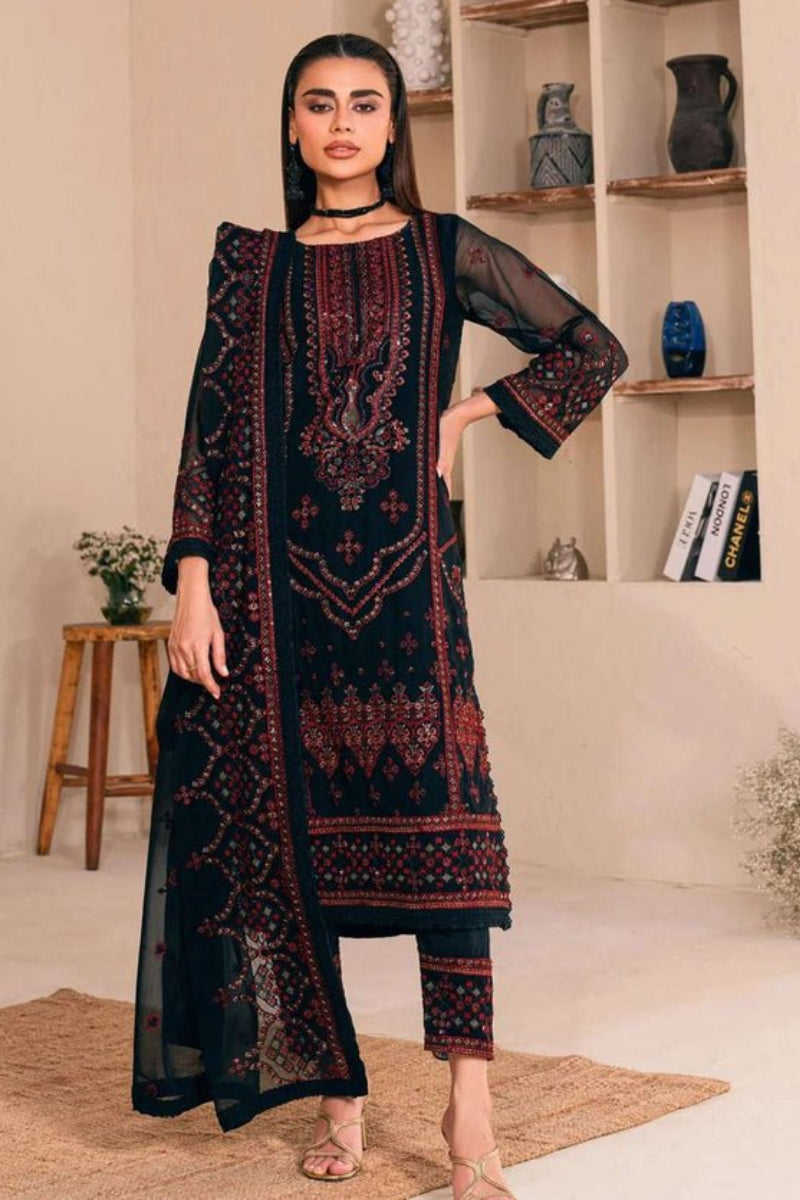 03-PIECE STITCHED CHIFFON SUIT