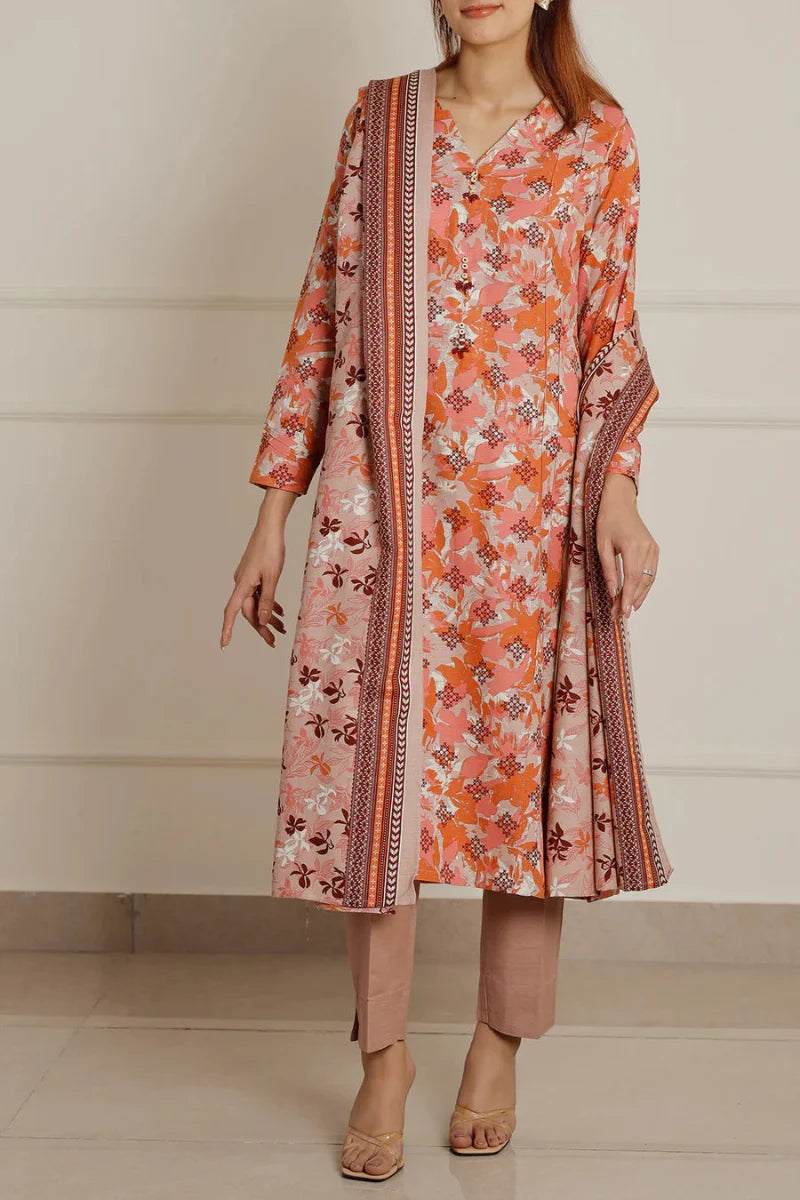 03-Piece Printed Lawn Suit - Ready To Wear