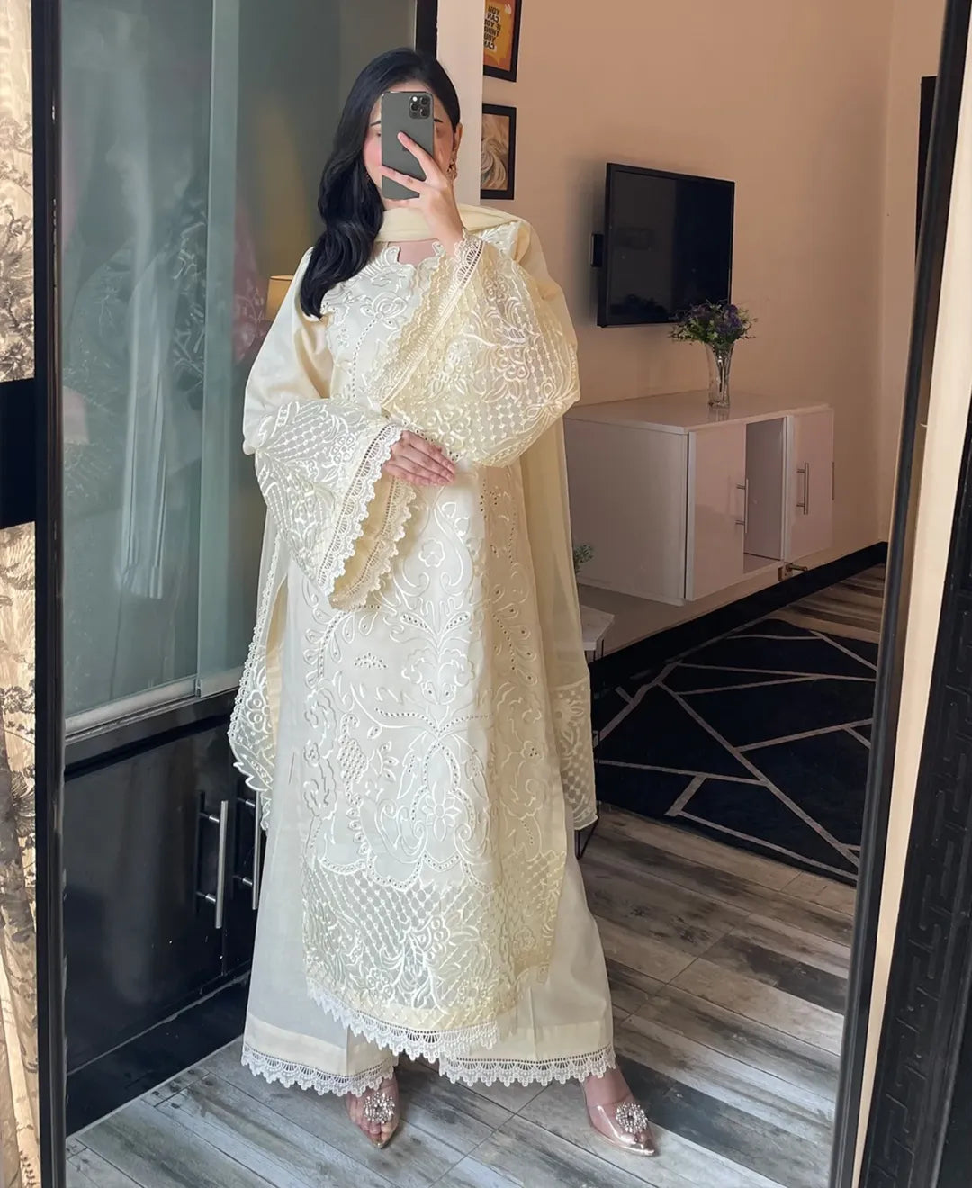 Orignal SADA SLEEK – Cambric Embroidered Suit (Stitched)