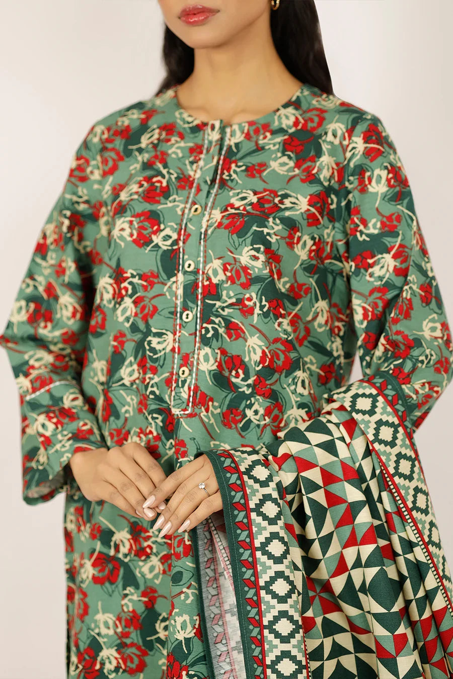 03-Piece Printed Lawn Suit - Ready To Wear