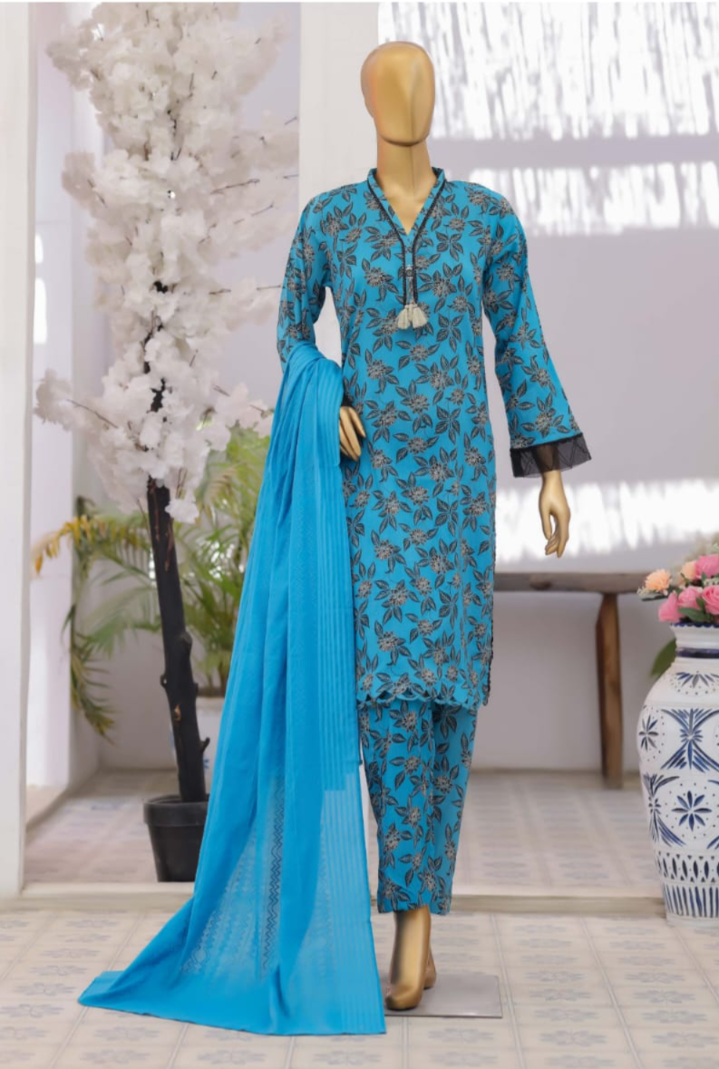 03-Piece Printed Lawn Suit - Ready TO Wear