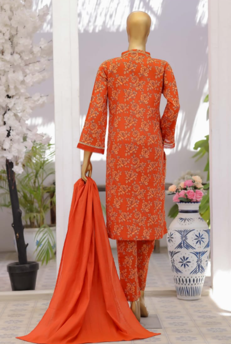 03-Piece Printed Lawn Suit - Ready TO Wear