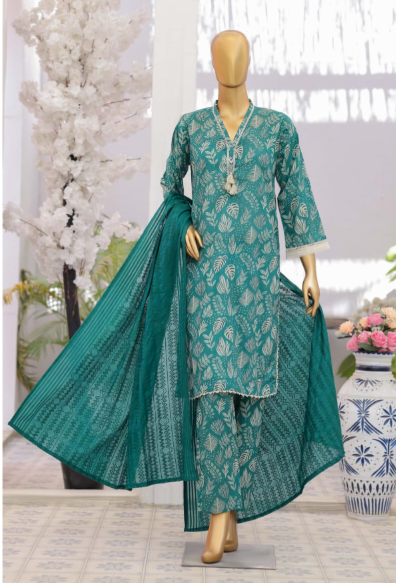 03-Piece Printed Lawn Suit - Ready TO Wear
