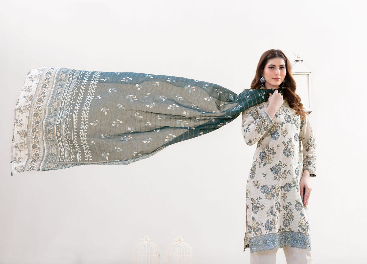 03-Piece Printed Lawn Suit - Ready To Wear