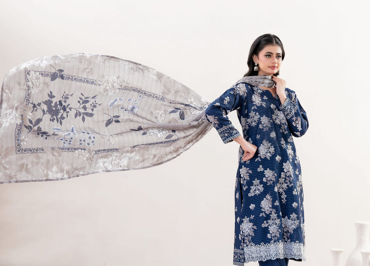 03-Piece Printed Lawn Suit - Ready To Wear