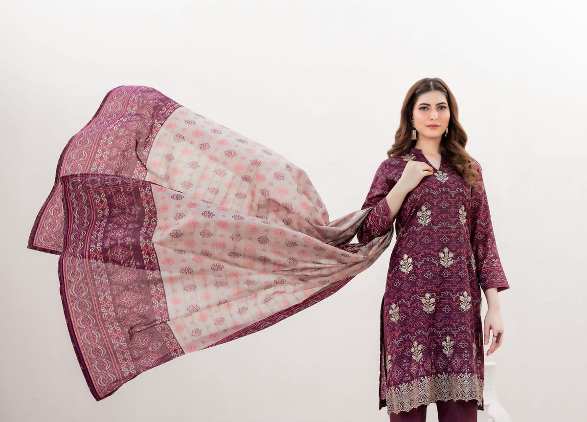 03-Piece Printed Lawn Suit - Ready To Wear