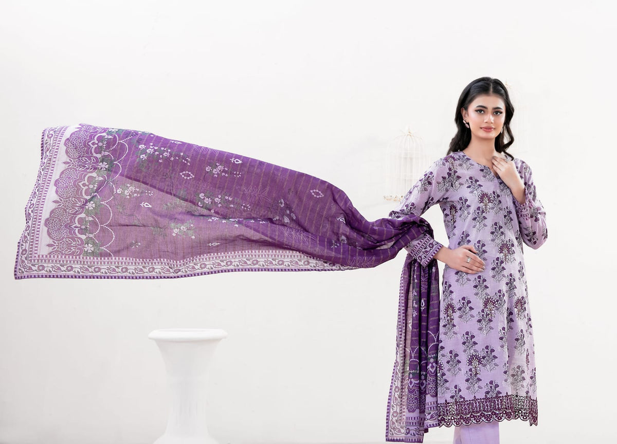 03-Piece Printed Lawn Suit - Ready To Wear
