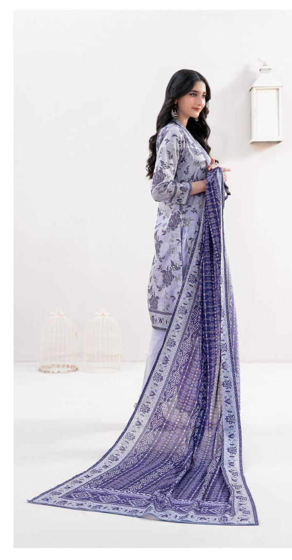 03-Piece Printed Lawn Sit - Ready To Wear