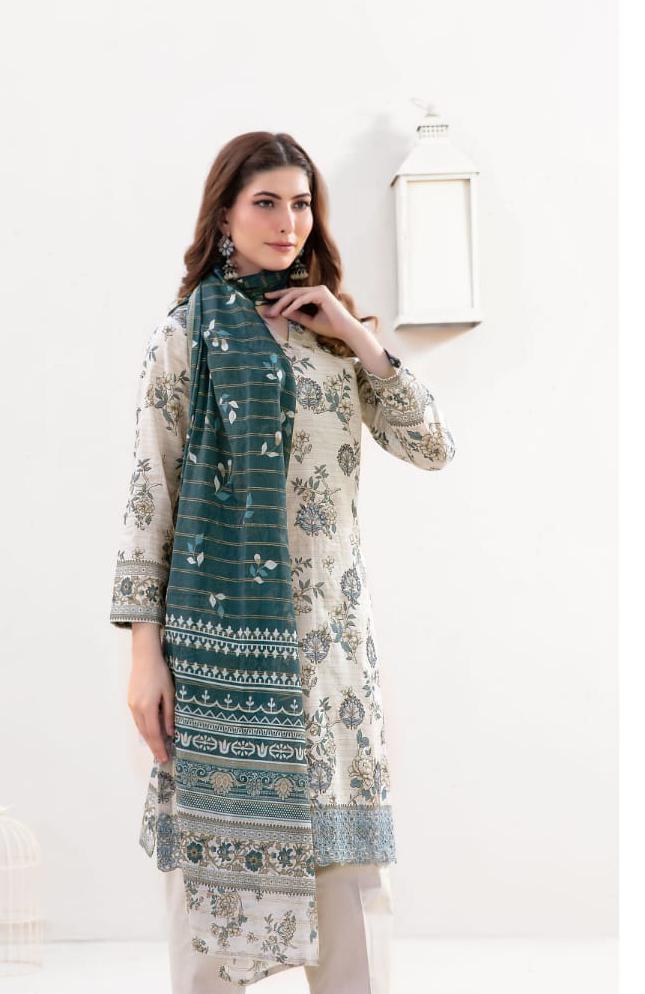 03-Piece Printed Lawn Suit - Ready To Wear