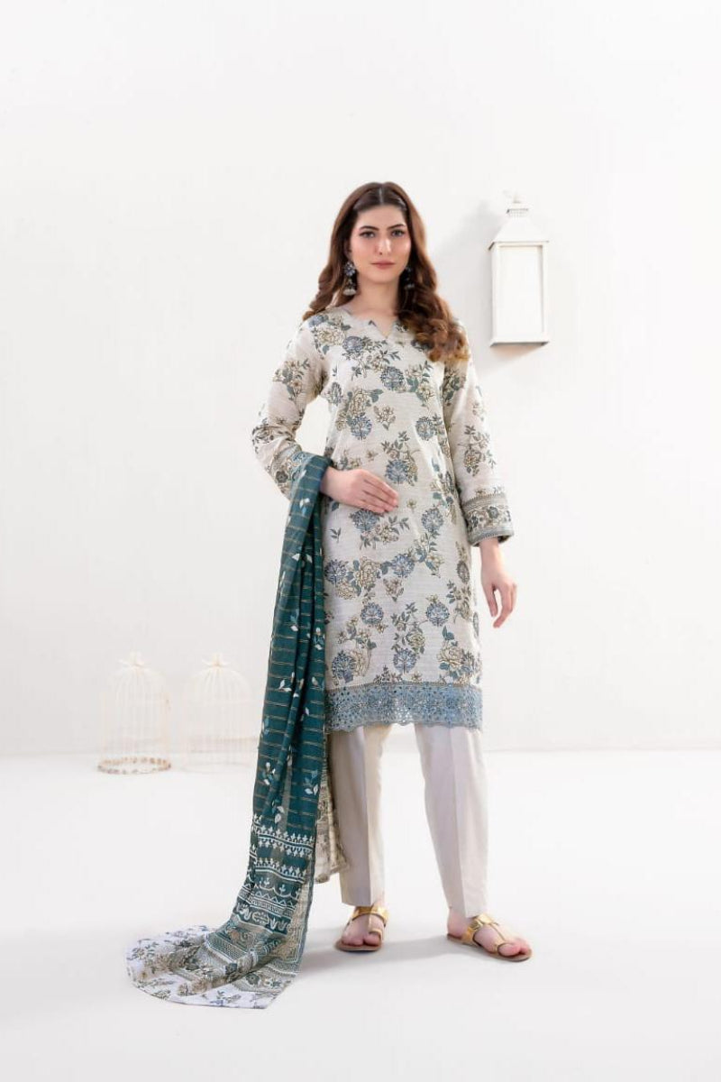 03-Piece Printed Lawn Suit - Ready To Wear