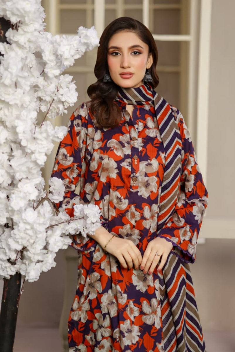03-Piece Printed Lawn Suit - Ready To Wear