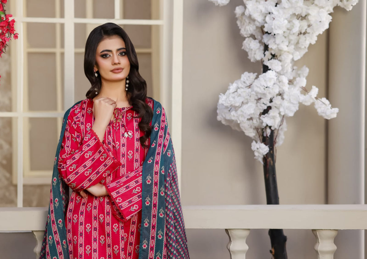 03-Piece Printed Lawn Suit - Ready To Wear