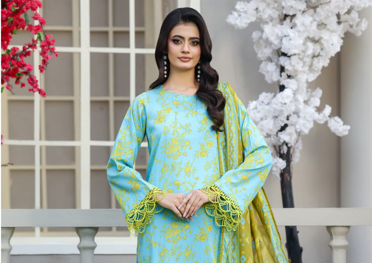 03-Piece Printed Lawn Suit - Ready To Wear
