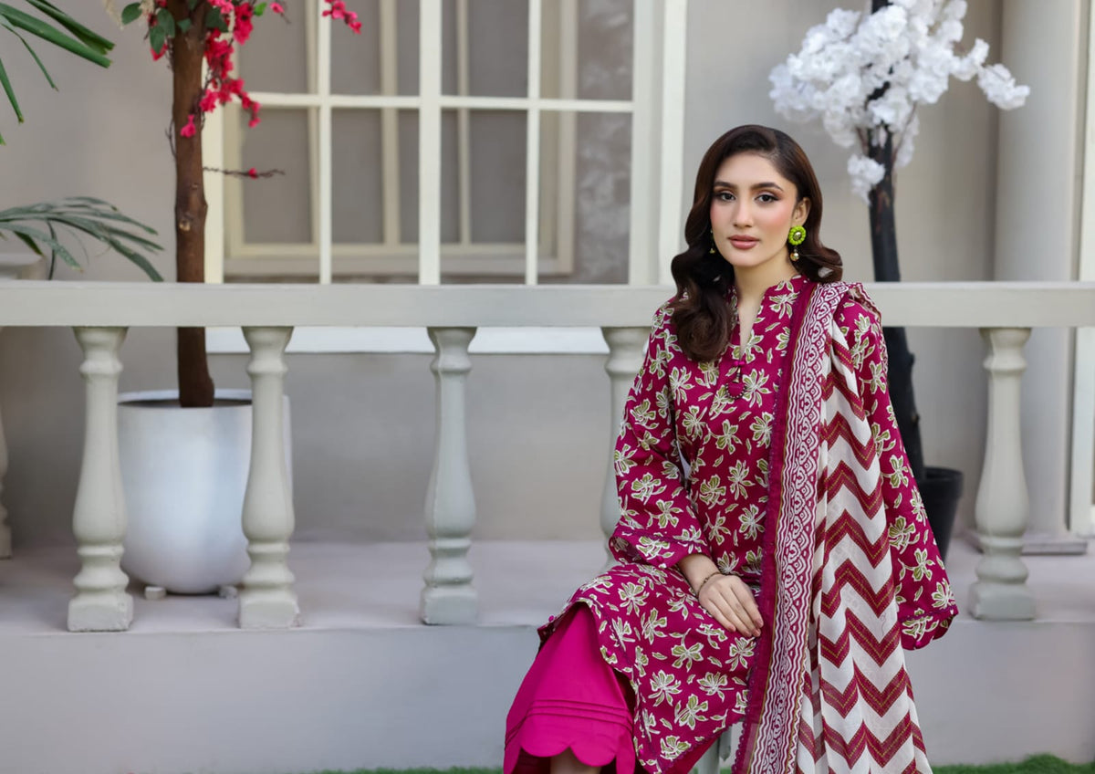 03-Piece Printed Lawn Suit - Ready To Wear