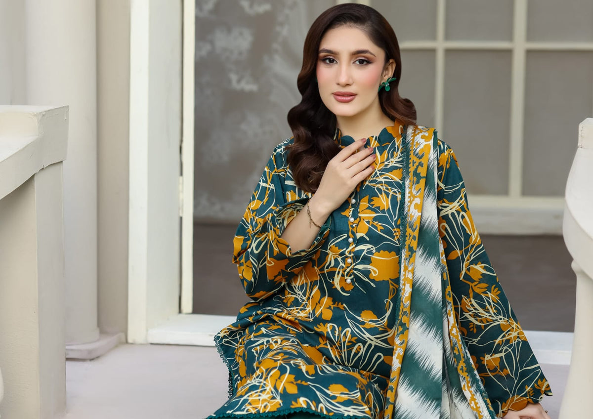 03-Piece Printed Lawn Suit - Ready To Wear