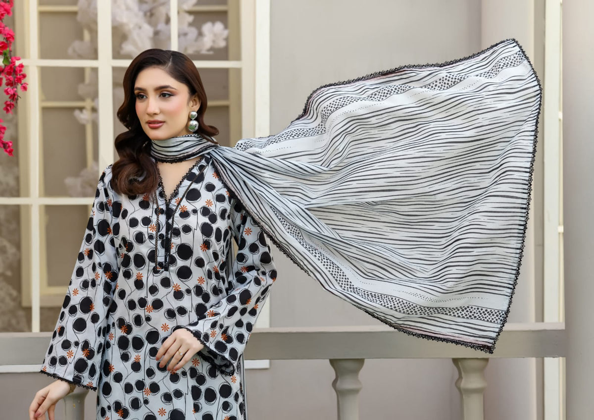 03-Piece Printed Lawn Suit - Ready To Wear