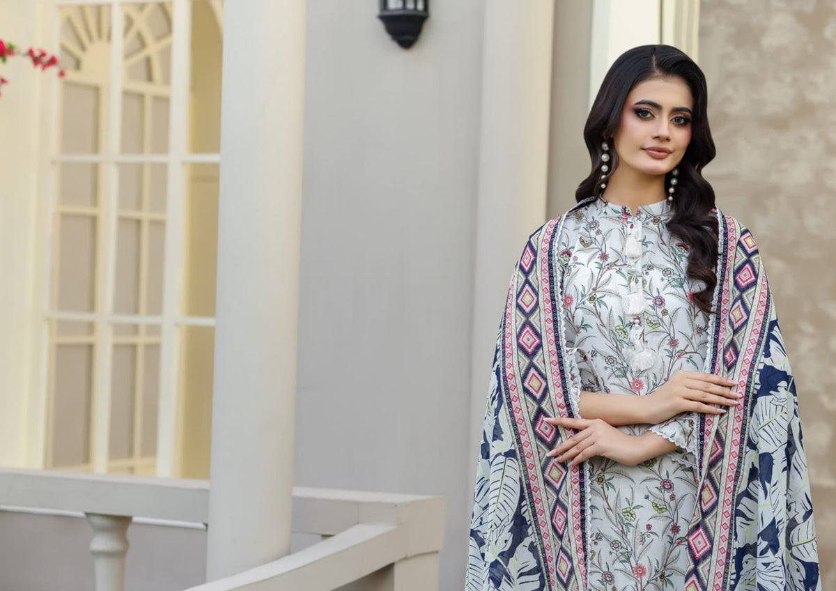 03-Piece Printed Lawn Suit - Ready To Wear