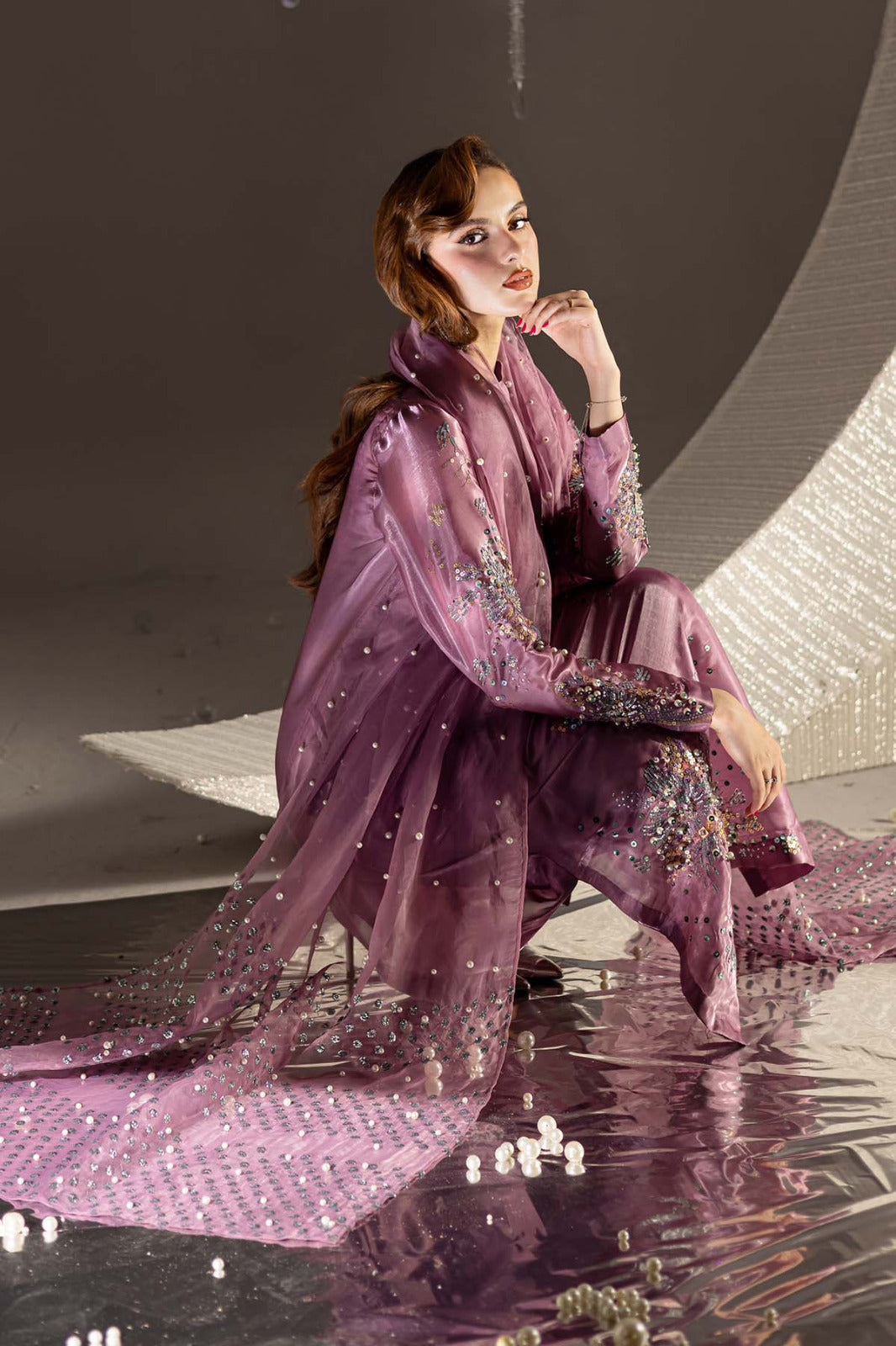 03-Piece Cotton Suit With Embroidery - Ready To Wear