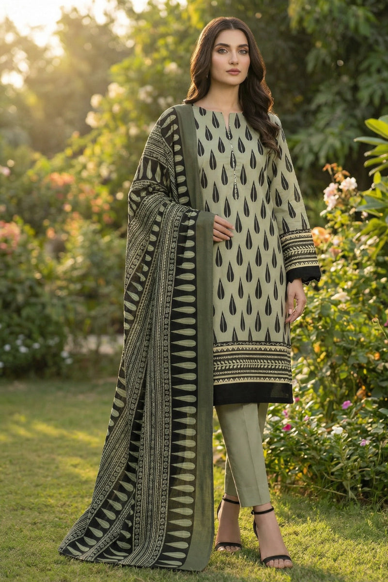03-Piece Printed Lawn Suit | Ready To Wear