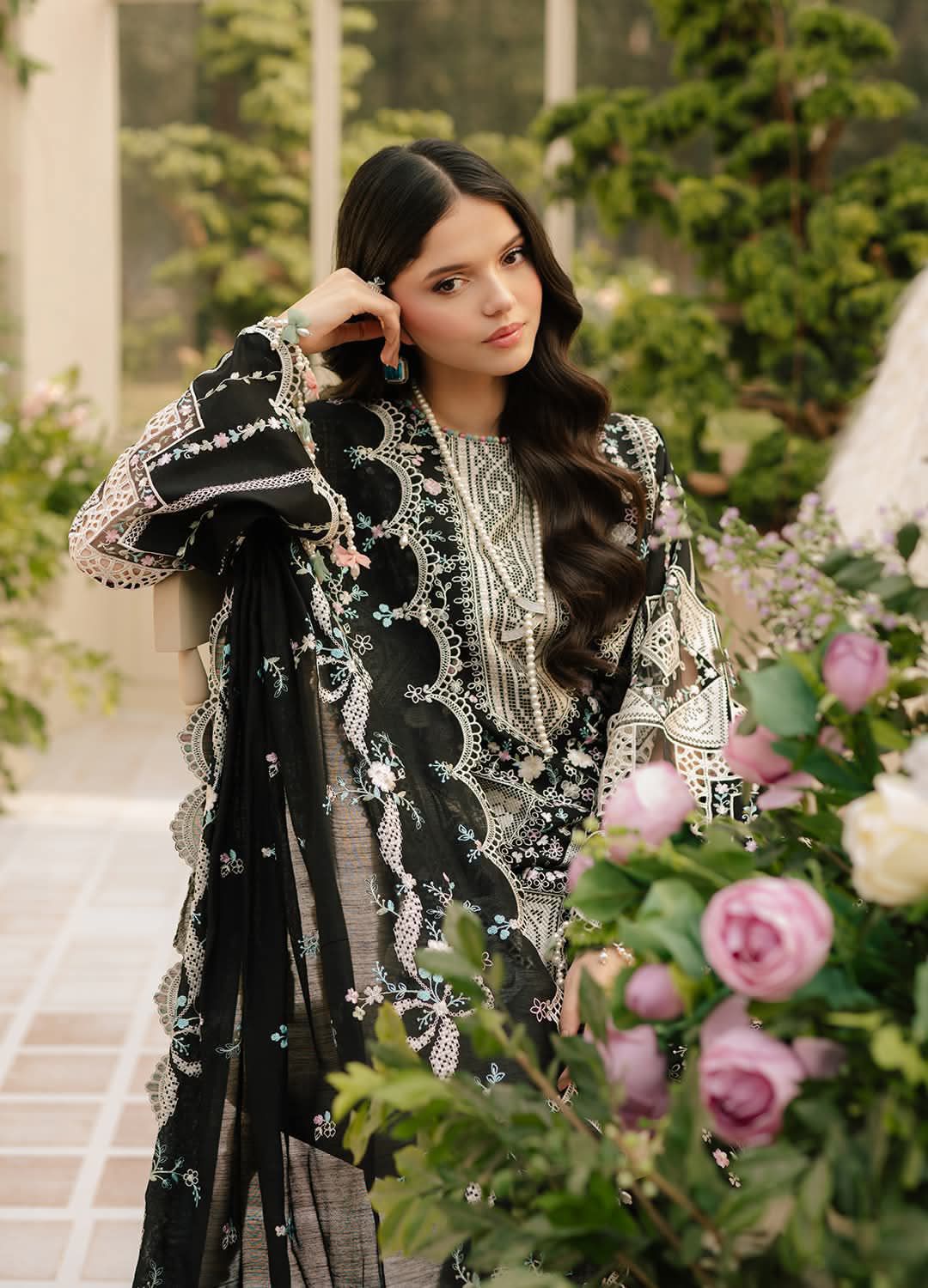 Noir Geometric Cutwork - Embroidered Lawn Suit | Ready To Wear