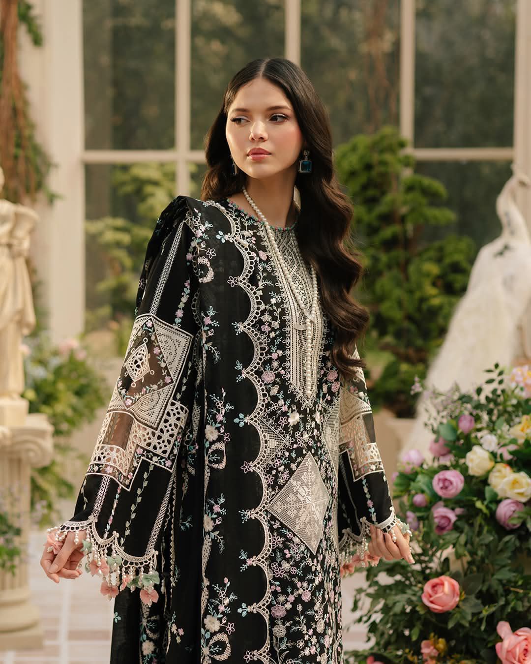 Noir Geometric Cutwork - Embroidered Lawn Suit | Ready To Wear