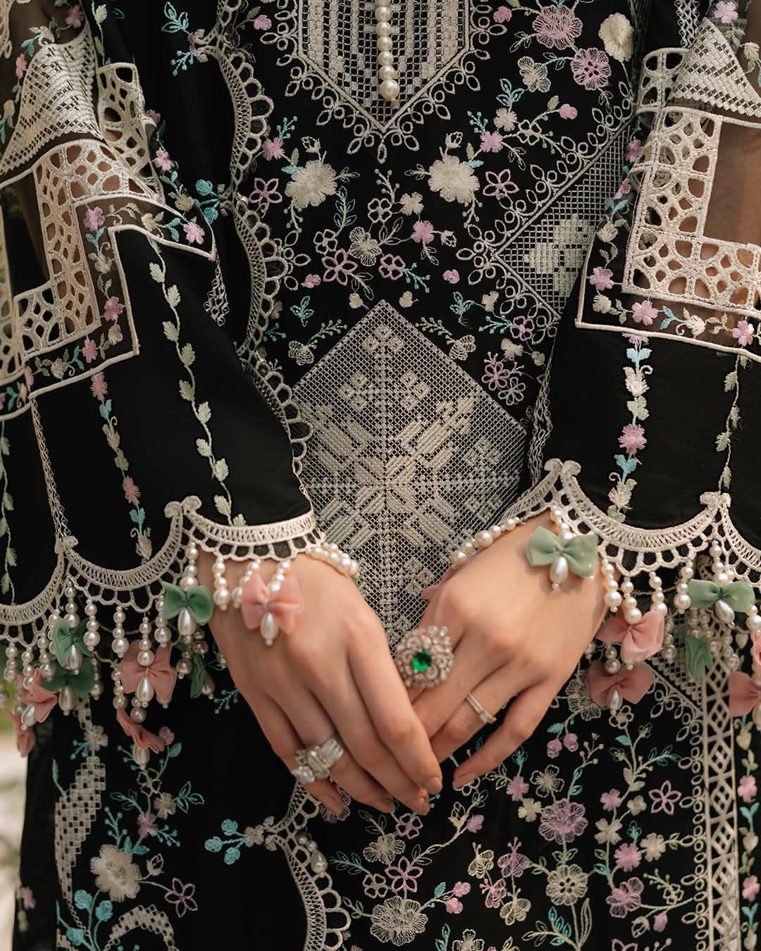 Noir Geometric Cutwork - Embroidered Lawn Suit | Ready To Wear