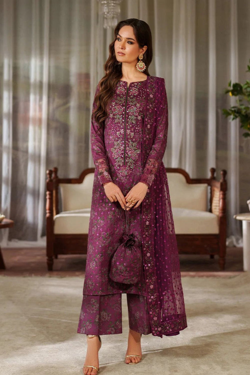 03-Piece Lawn Suit With Chiffon Dupatta | Ready To Wear