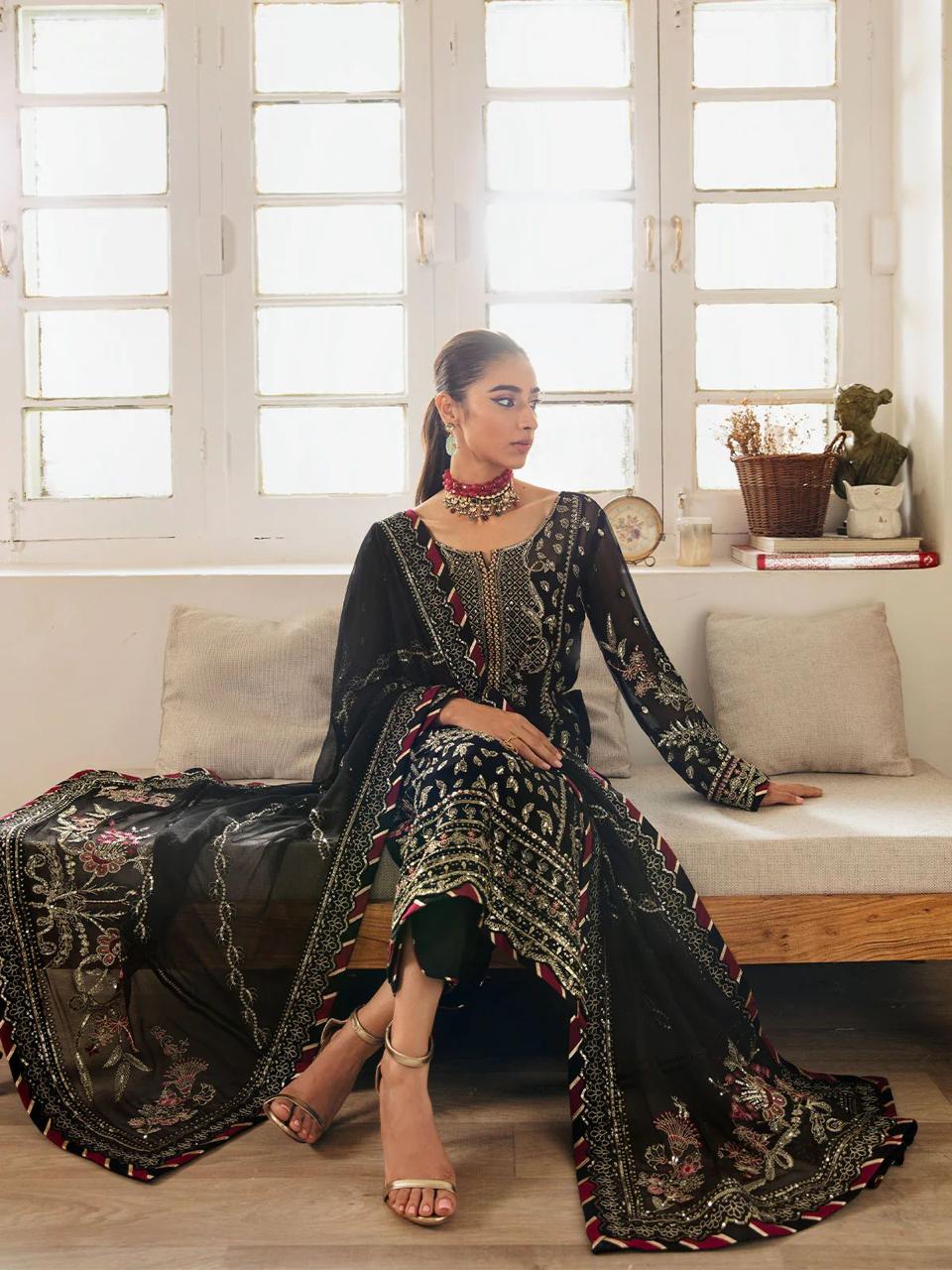 03-Piece Chiffon Suit With Embroidery | Ready To Wear