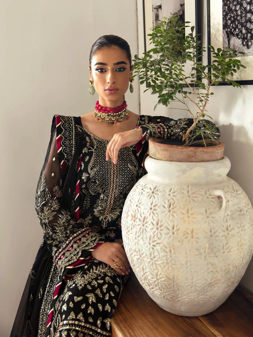 03-Piece Chiffon Suit With Embroidery | Ready To Wear