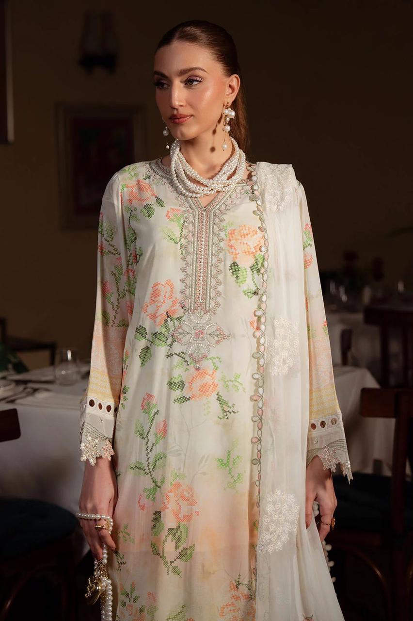 03-Piece Printed Lawn Suit With Chiffon Dupatta | Ready To Wear