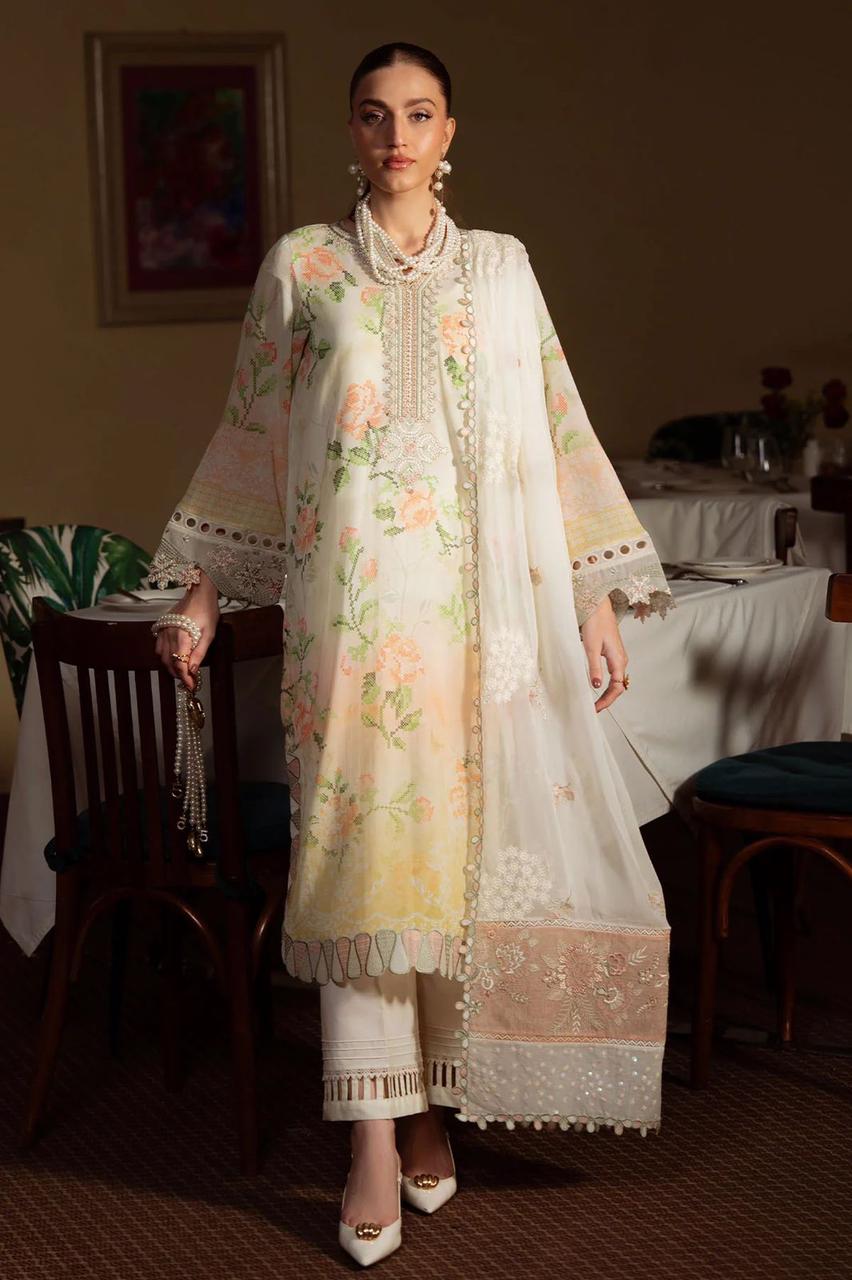 03-Piece Printed Lawn Suit With Chiffon Dupatta | Ready To Wear