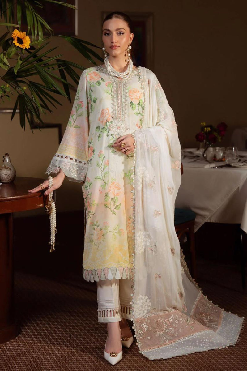 03-Piece Printed Lawn Suit With Chiffon Dupatta | Ready To Wear