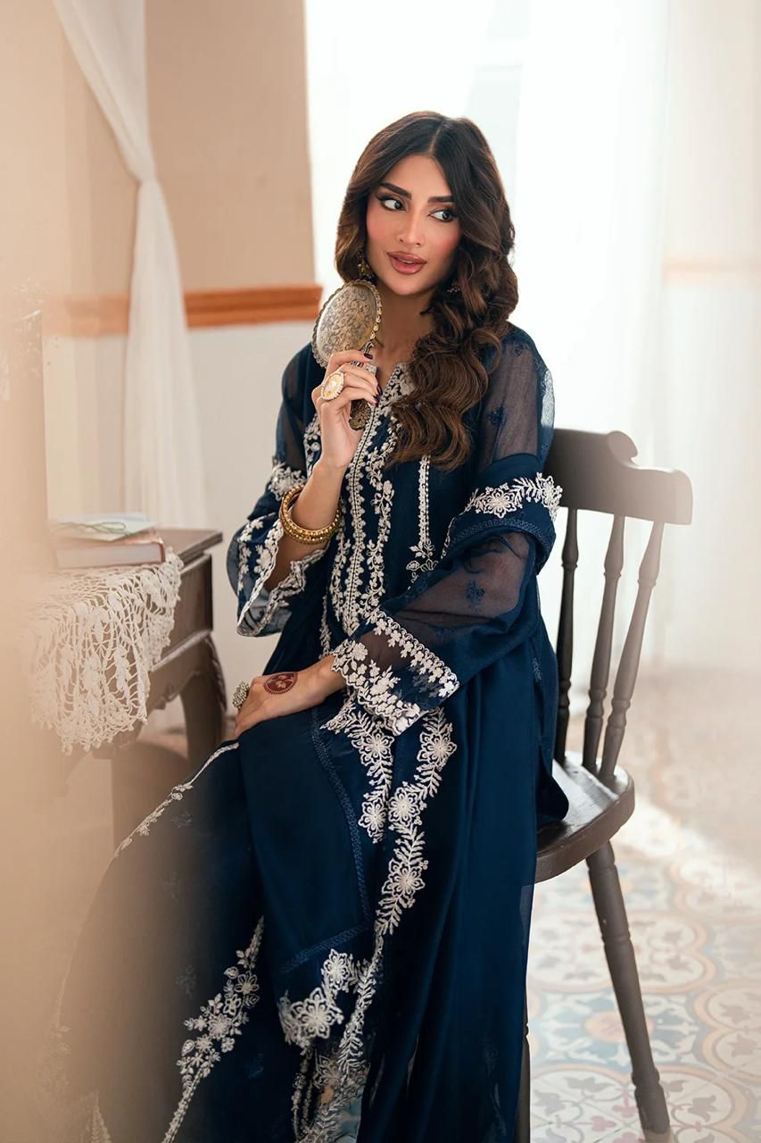 03-Piece Embroidered Chiffon Suit | Ready To Wear