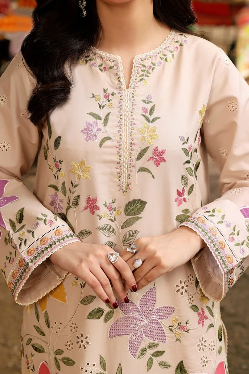03-Piece Lawn Suit With Silk Dupatta | Ready To Wear