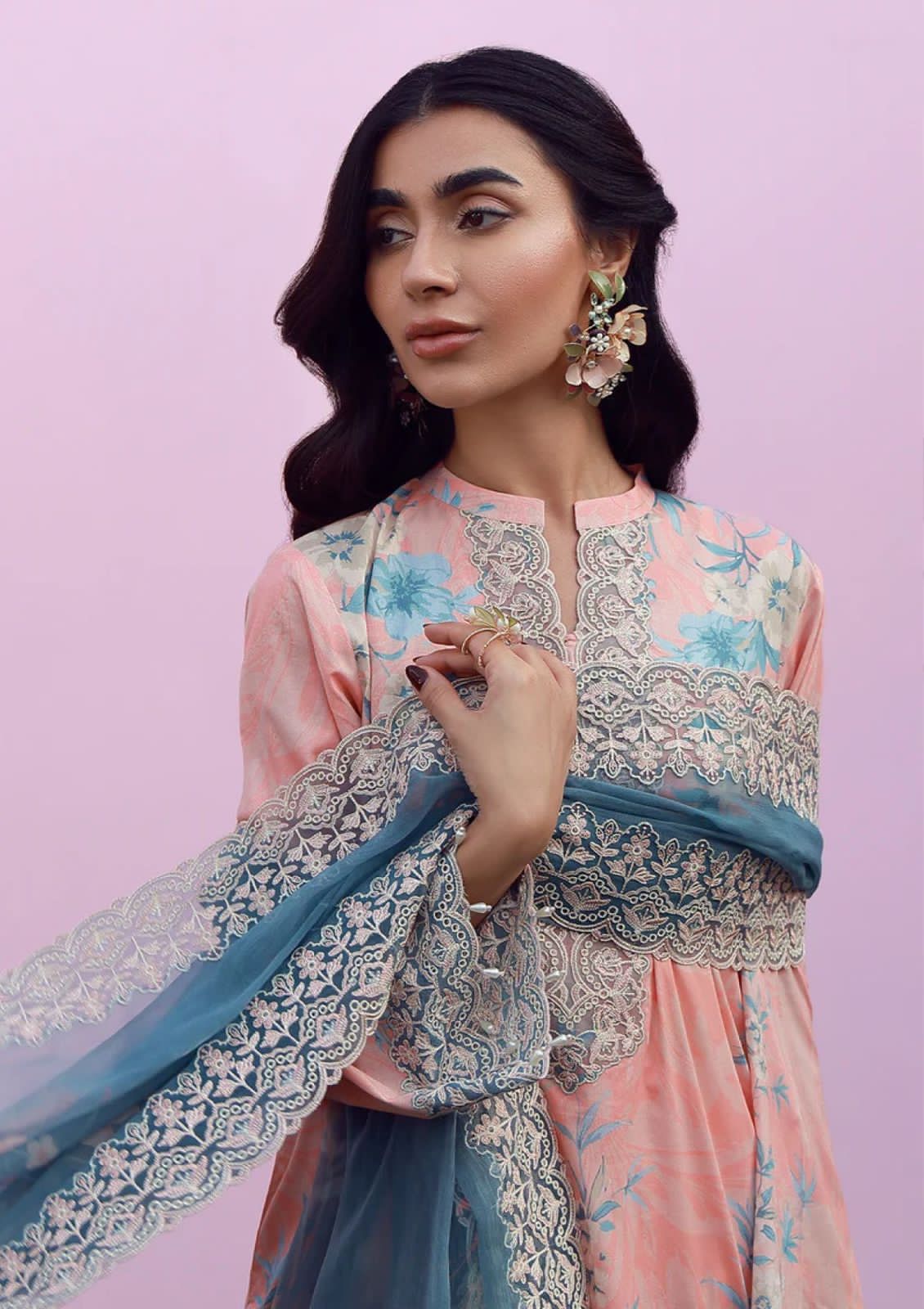 3 Piece Printed Lawn With Chiffon Dupatta